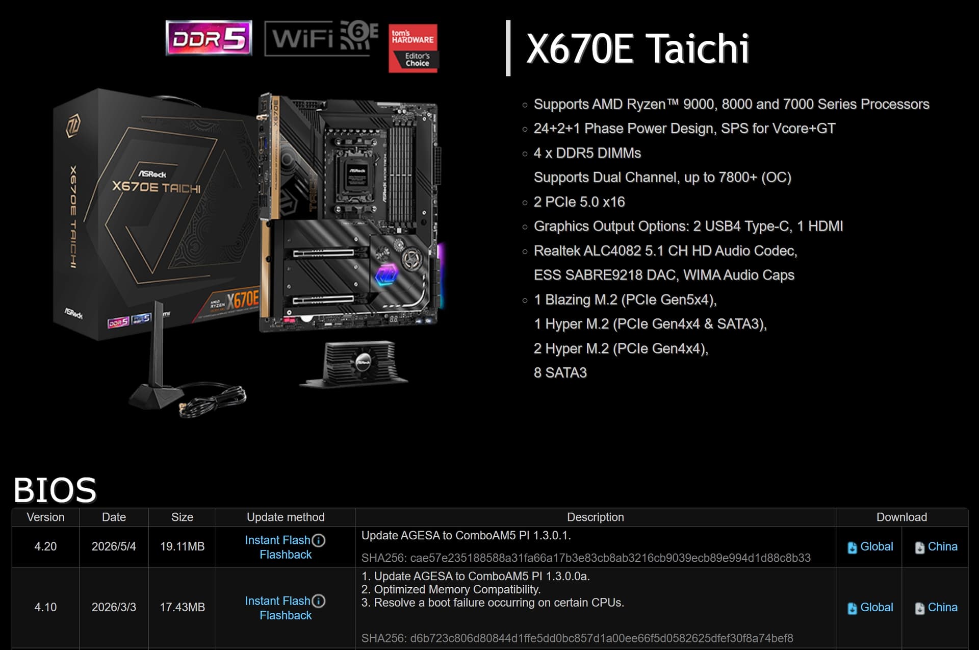 ASRock X670E Taichi AGESA 1.3.0.1 BIOS update