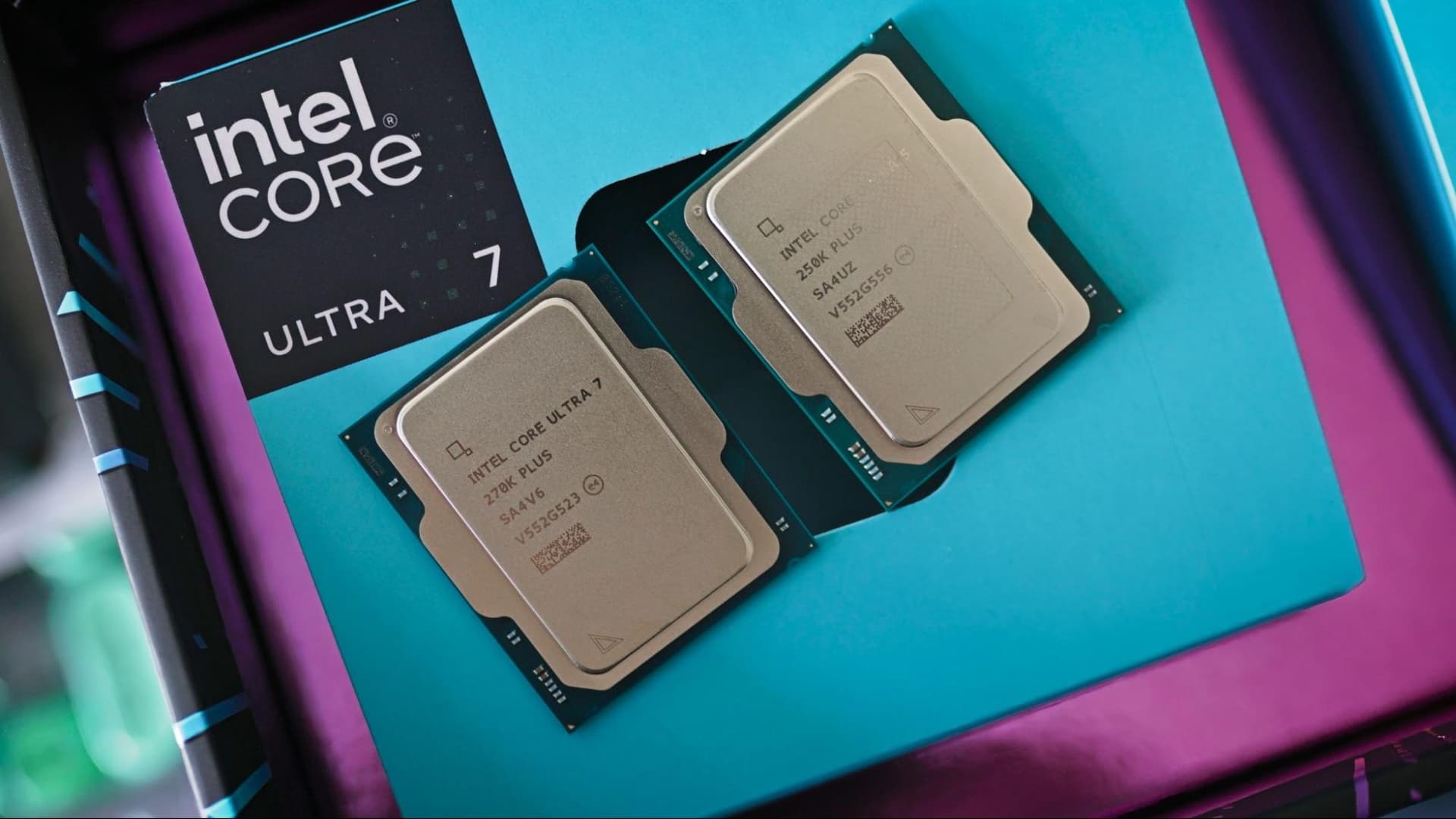 Core Ultra 250K Plus and 270K Plus on a box