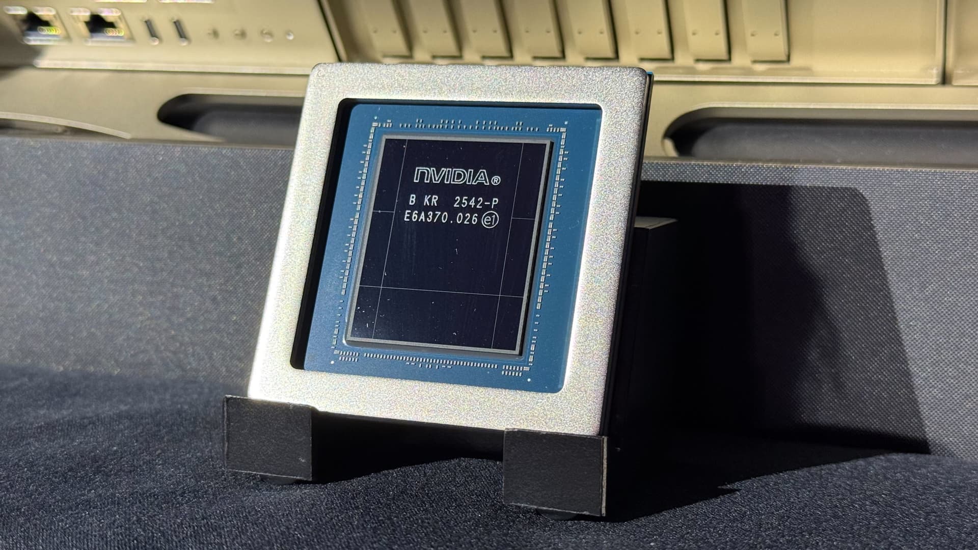A photograph of an NVIDIA Vera bare CPU.