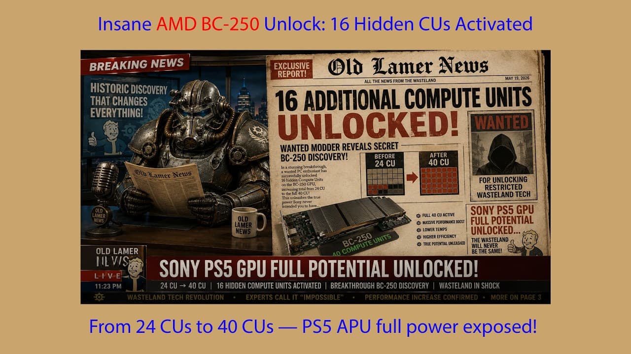 Insane AMD BC-250 Unlock: 16 locked CUs Activated. Now more CU than Sony PS5 has! Up to +30% gains! - YouTube
