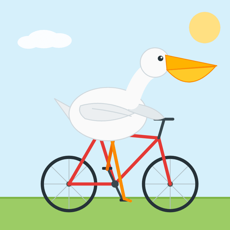 The bicycle and pelican are the right shape. It's a perfectly cromulent image, but it lacks flair.