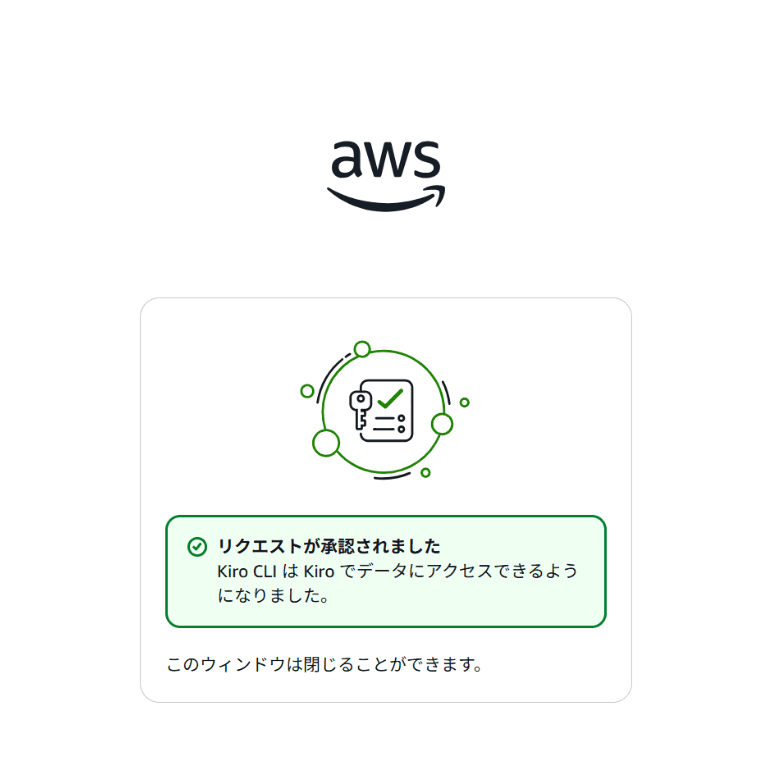 Kiro CLIをBuilder IDで認証した画面