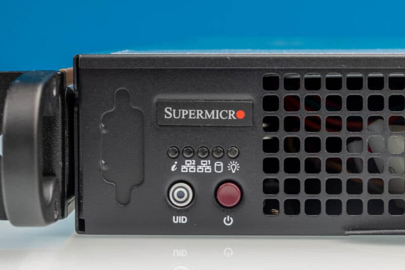 Supermicro SYS-112D-36C-FN3P power button and status LEDs