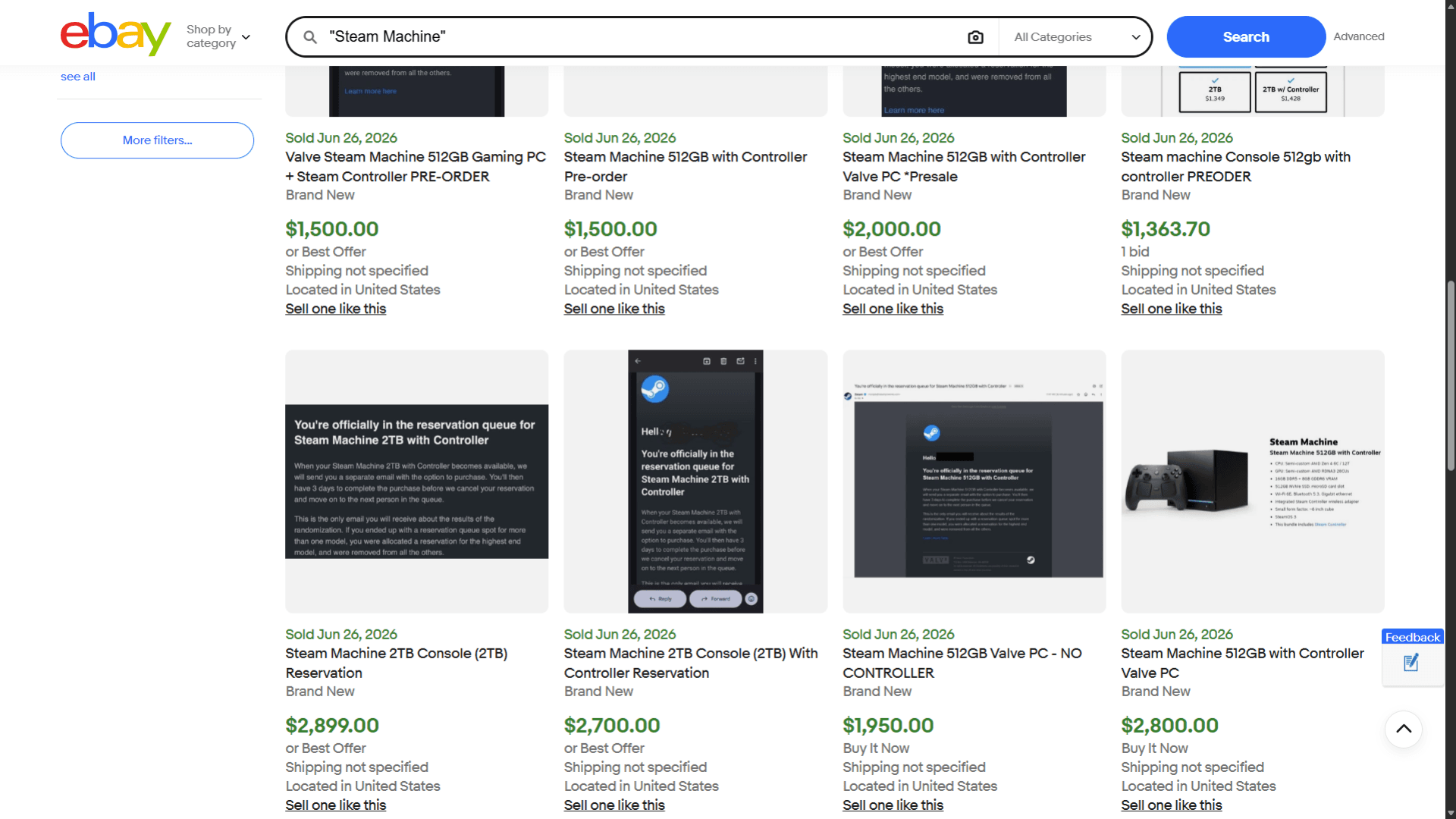 Steam Machines being sold by scalpers on eBay