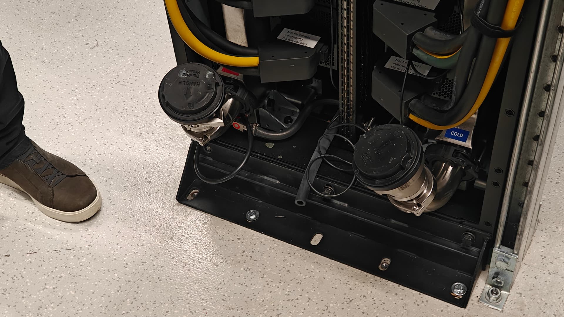 A shot of the cooling infrastructure beneath an NVL72 Vera Rubin tray.