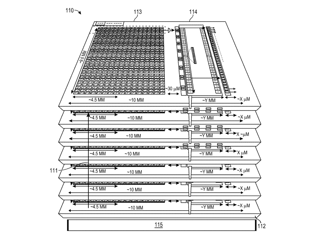 Angled view of the die stack Intel XBM HBM