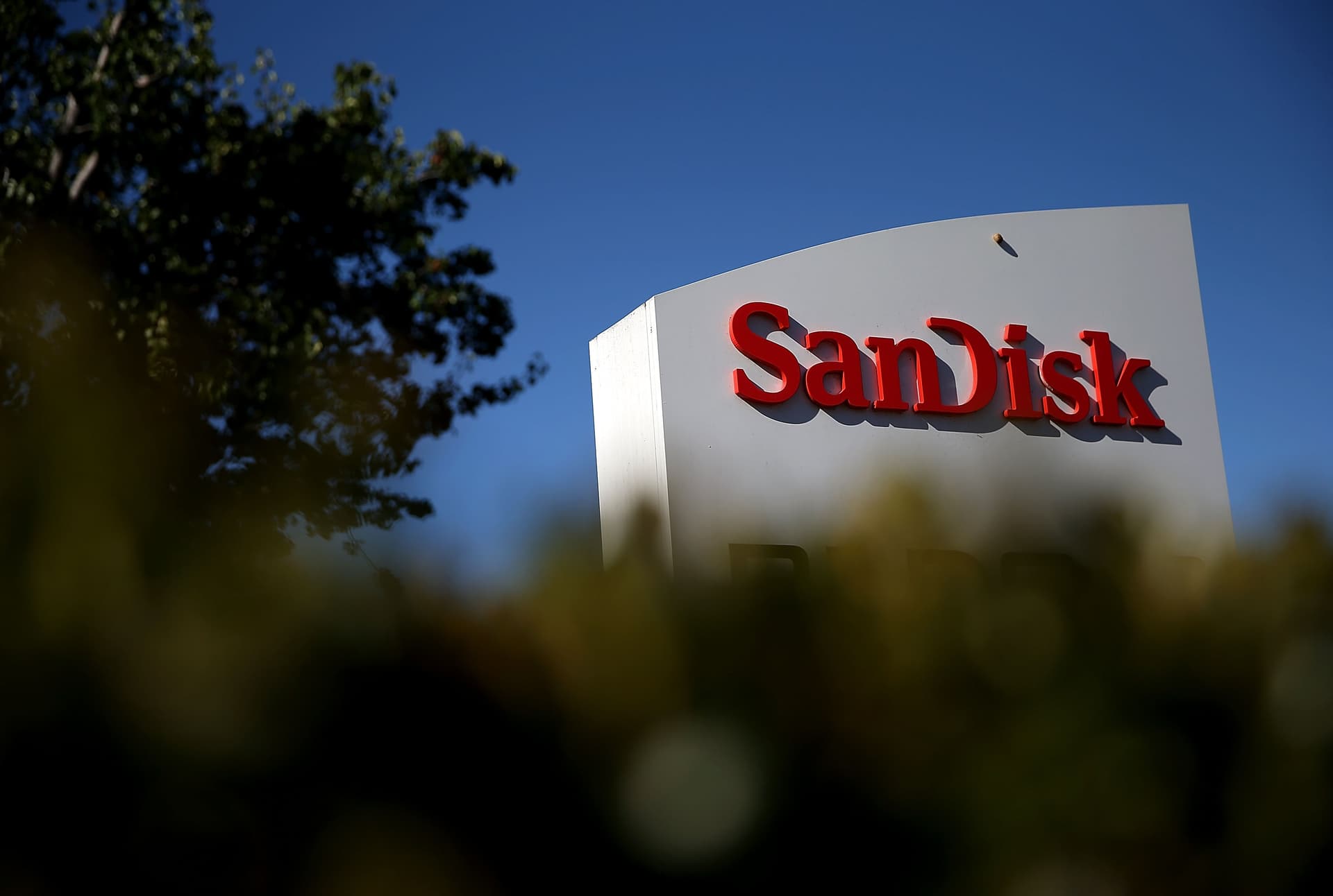 SanDisk sign on October 21, 2015 in Milpitas, California.