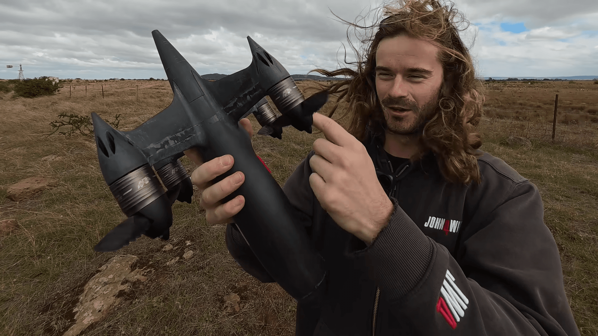 Ben Biggs of Drone Pro Hub showing off their drone before beginning the second day test flight