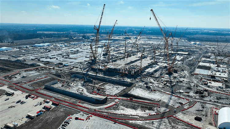 Intel Ohio One construction progress, February 2025.