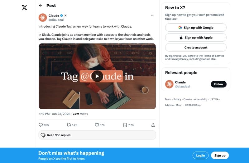 @claudeai introducing Claude Tag — a new way for teams to work with Claude in Slack