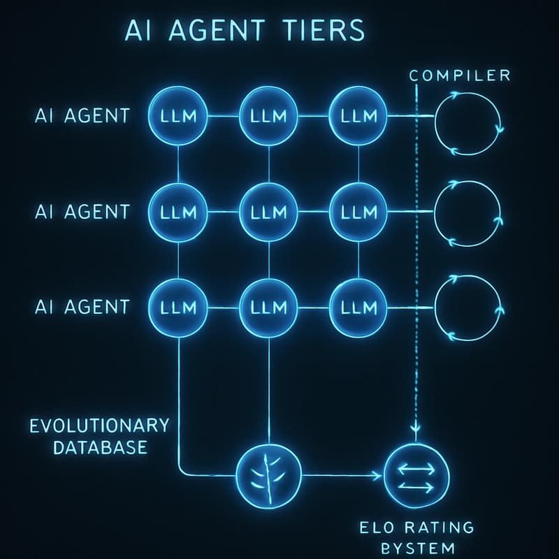 AlphaProof Nexus Agent Architecture — Four Tiers from A to D