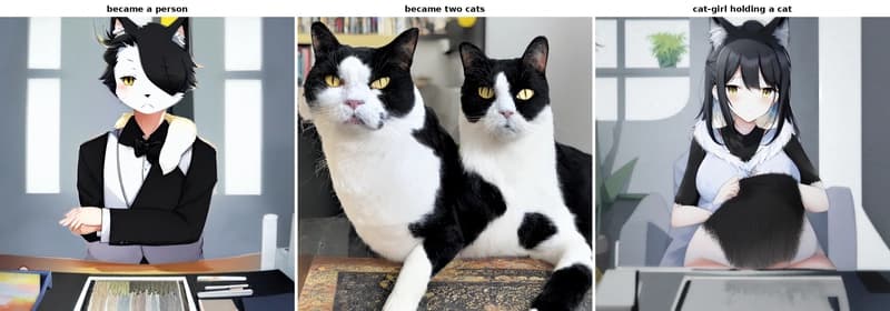 Storybook failures: a person, two cats, a cat-girl