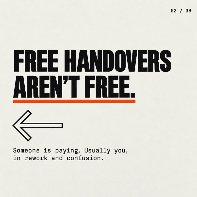 Sacred cow 1 slide showing the myth that handover is always free