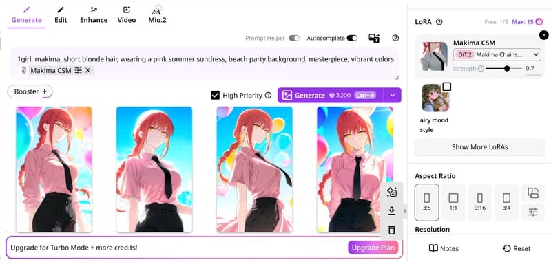 Makima CSM LoRA fighting a conflicting pink sundress and blonde hair prompt