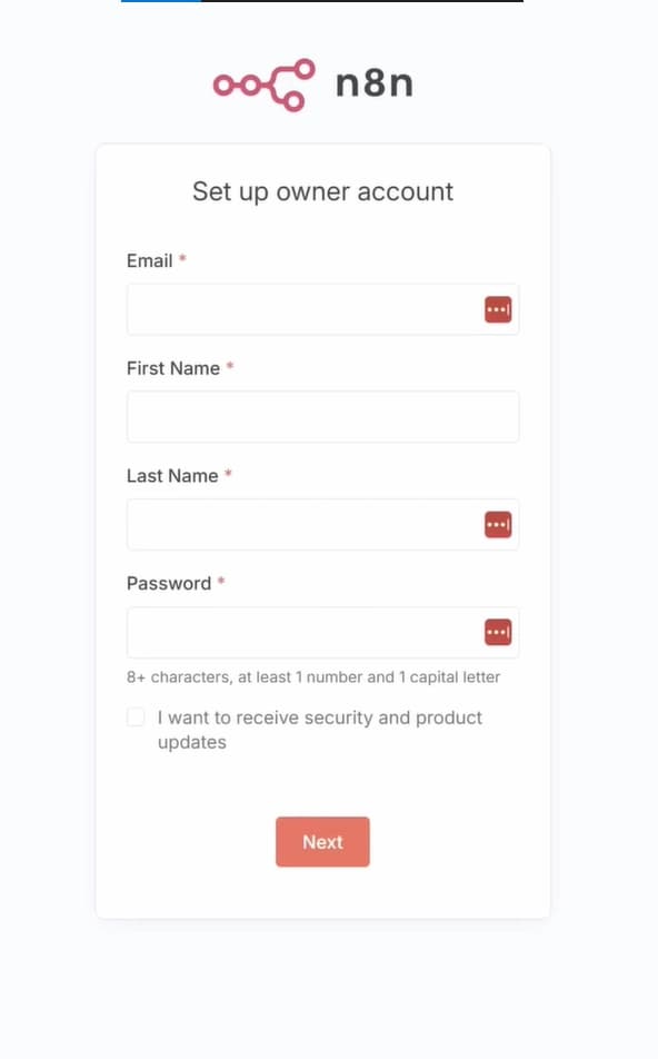 n8n create account