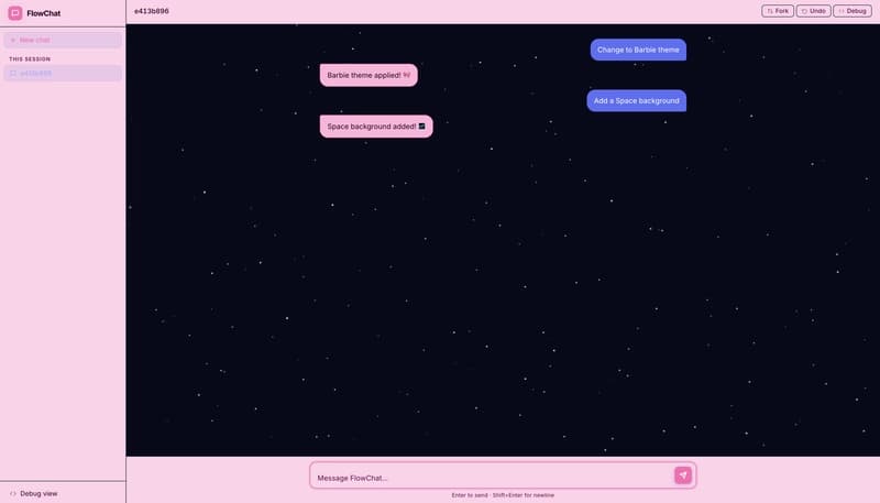 Space background visible behind chat messages