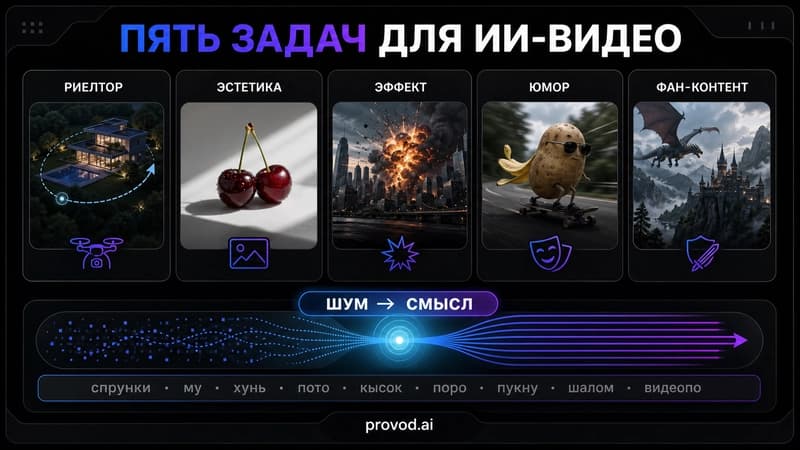 Пять типовых категорий задач, ради которых люди открывают генераторы ИИ-видео