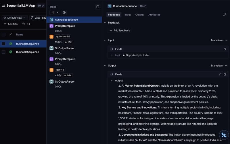 LangSmith Dashboard