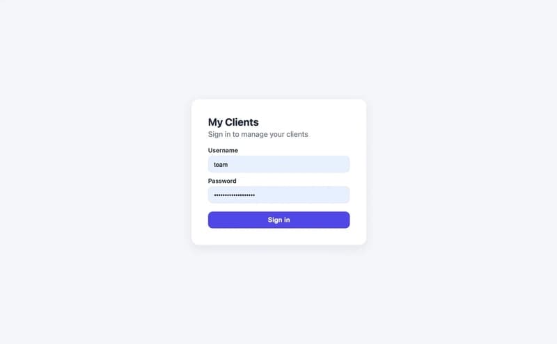 The login screen — JWT authentication handled by the platform, zero auth code in the application