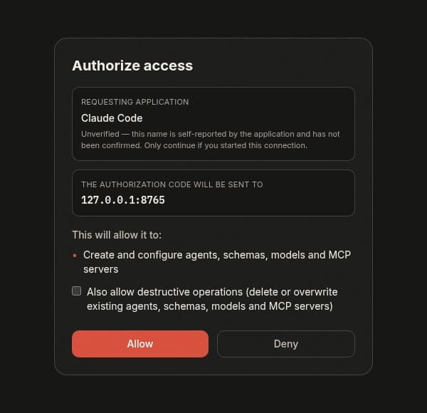 SyntheticBrew OAuth consent screen authorizing Claude Code with provision and manage scopes