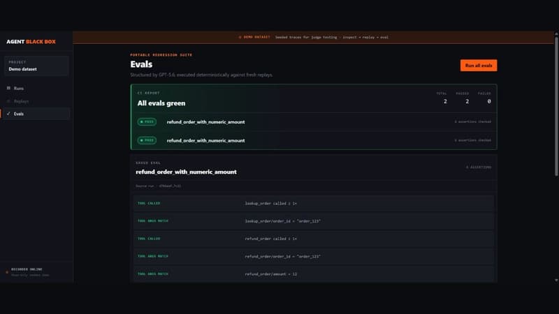 The generated portable eval focuses on tool calls, arguments, and clean execution