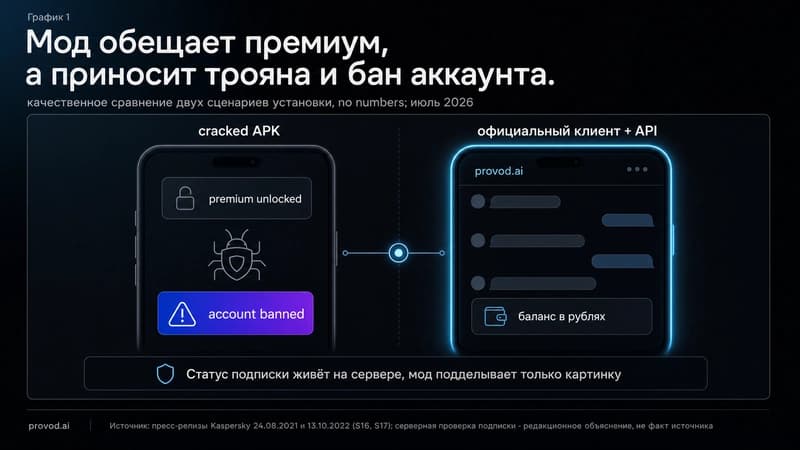 Мод обещает премиум, а приносит трояна и бан аккаунта