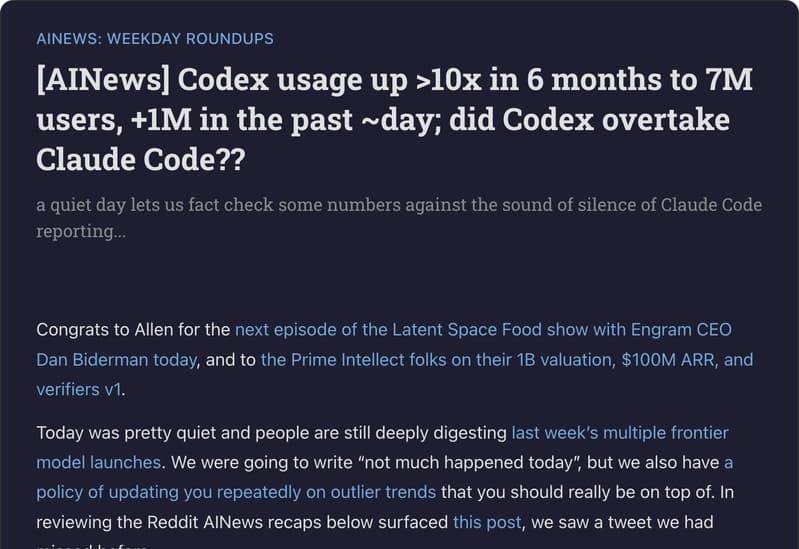 Latent Space AINews — Codex usage up 10x in 6 months to 7M users, did Codex overtake Claude Code?