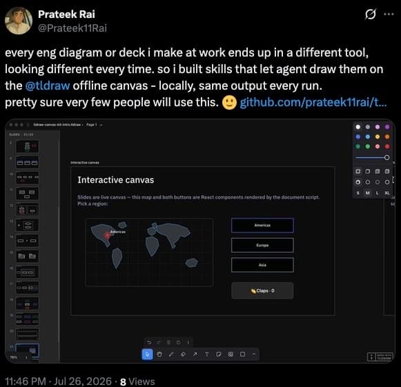 The launch tweet — the interactive-canvas slide as its image