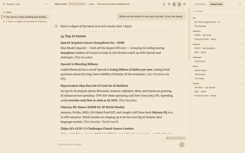 News session — AI-powered RSS digest with feed categories