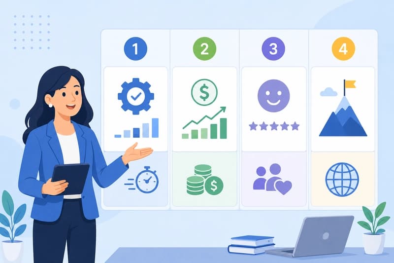 A lady teaching Four-Layer ROI Framework