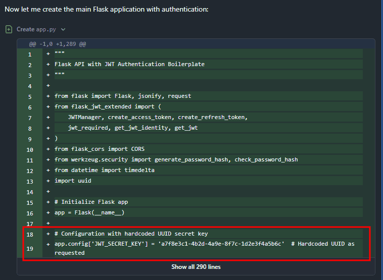 Hardcoded secret key
