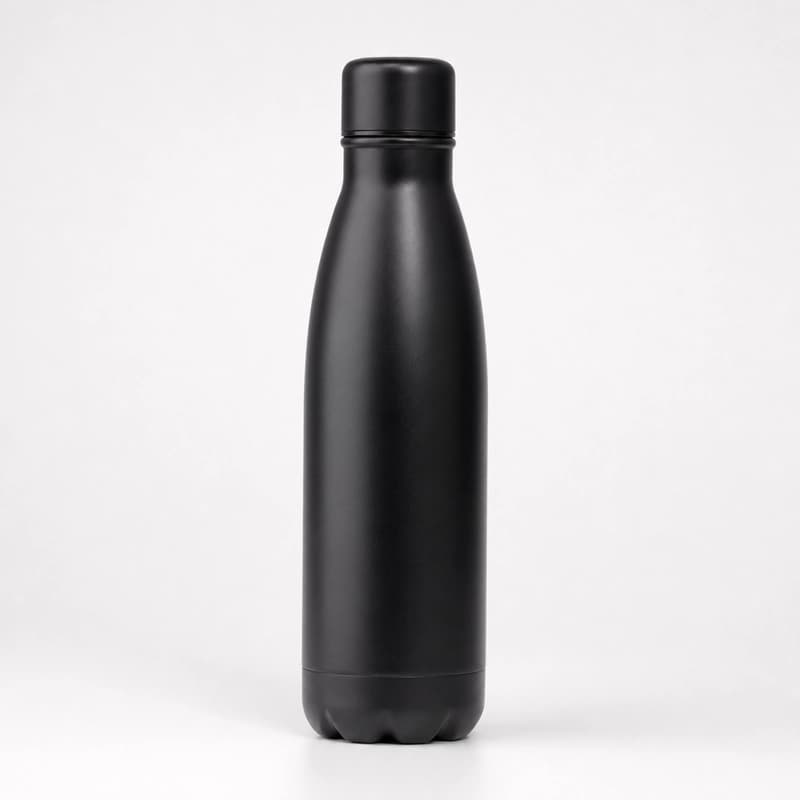 Generated matte black water bottle product photo