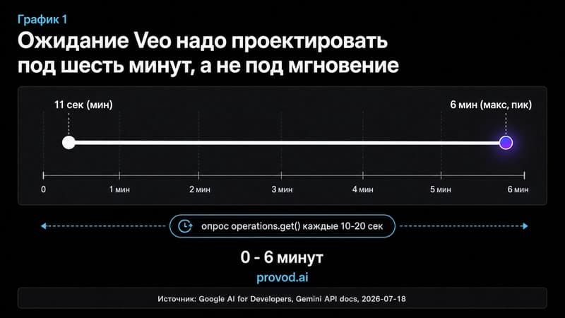 Range-полоса ожидания Veo: от 11 секунд до 6 минут с интервалом опроса 10 секунд