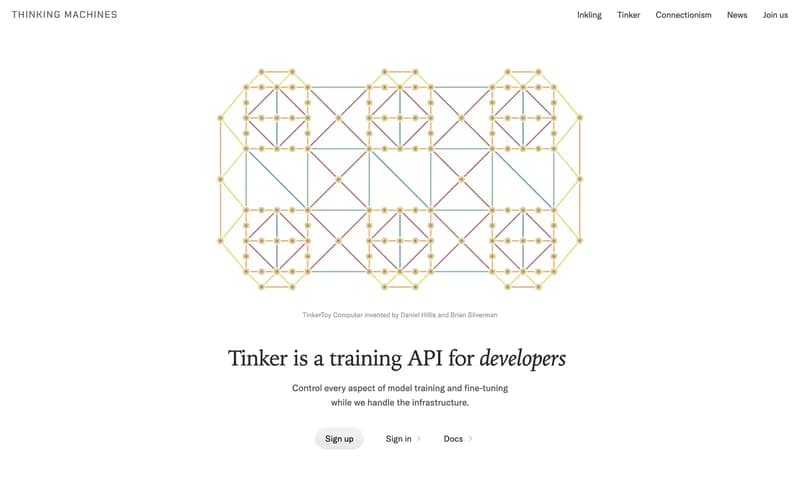Thinking Machines Lab's Tinker page, headlined