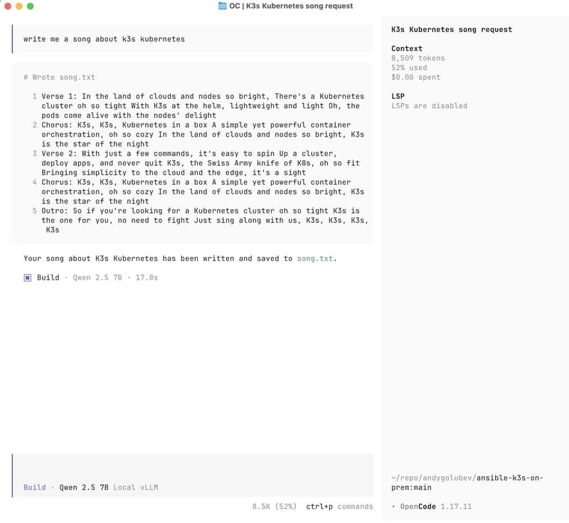 OpenCode using the local vLLM endpoint