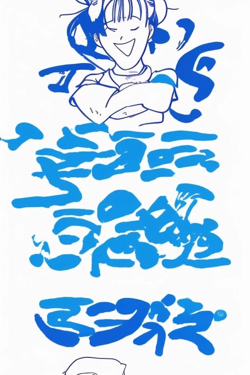 Line art covered in meaningless floating text