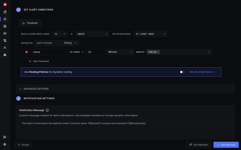 Alert rule and webhook channel configuration