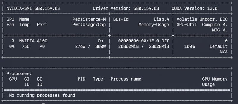 NVIDIA SMI during load