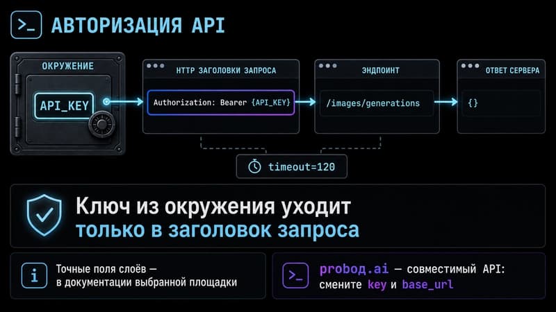 Схема авторизации: ключ из окружения уходит в заголовок запроса