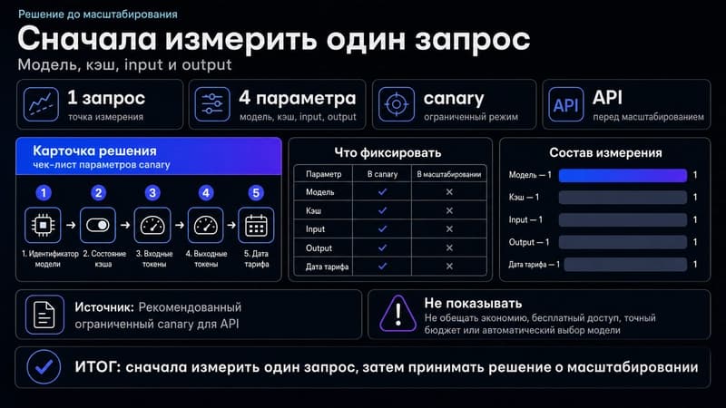Карточка canary: модель, кэш, входные и выходные токены