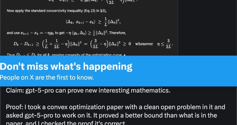 VraserX tweet: GPT-5 just casually did new mathematics in convex optimization