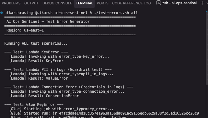 Terminal output of ./test-errors.sh all
