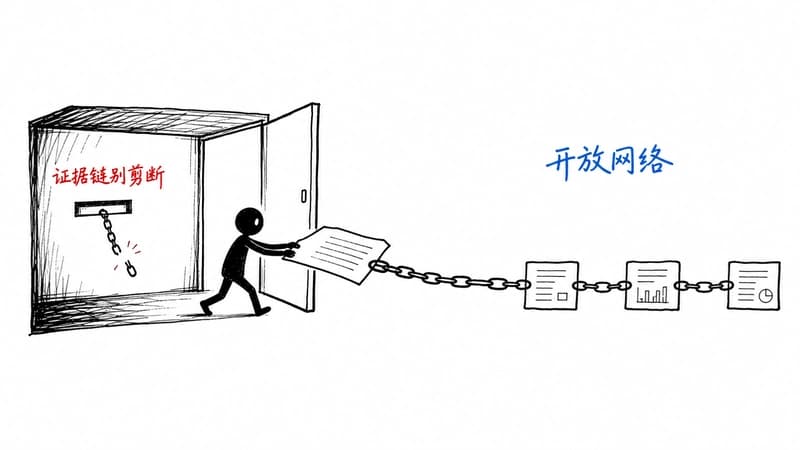 小黑把连接三张来源卡片的文章拖出封闭空间,让完整证据链延伸到开放网络