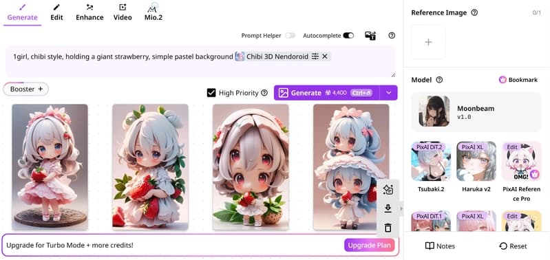 Chibi 3D Nendoroid LoRA on Moonbeam producing clean consistent chibi results