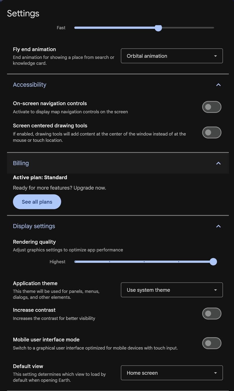 Google Earth render-quality and marker settings