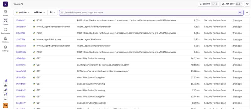 After fix - all agent spans proportional, SecurityScanner no longer the bottleneck