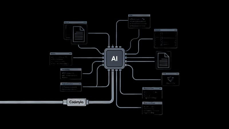 A central AI processing core receives multiple structured information streams simultaneously