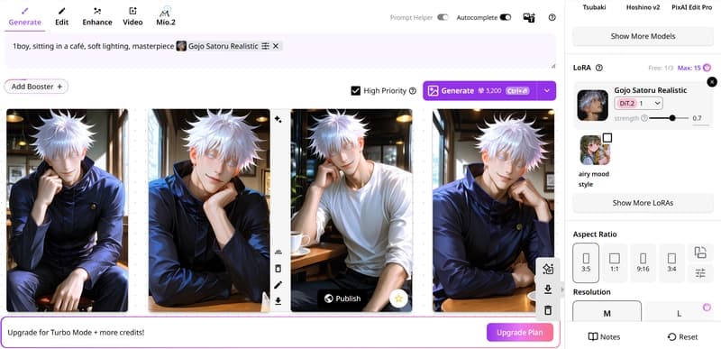 Gojo Satoru Realistic LoRA reproducing the character correctly after adding the trigger words