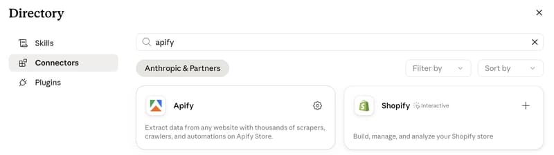 How to connect claude with apify