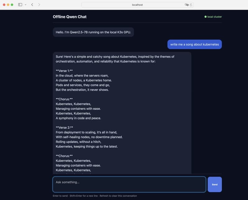 Chatbot running against the local model